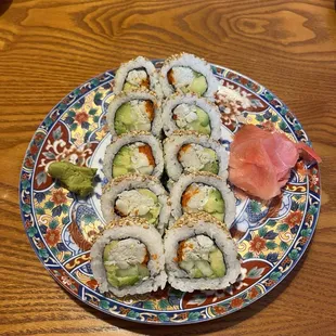 Real crab with avocado and masago