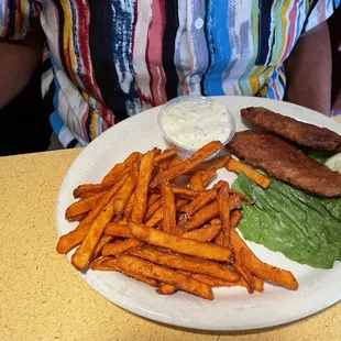 Fish and sweet potato chips