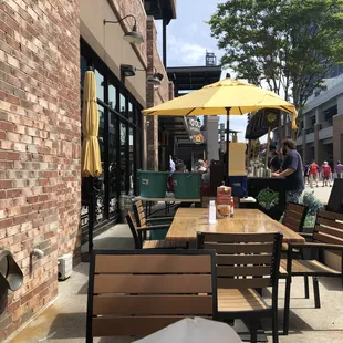 Outdoor dining area was completely open; no one was sitting outside.