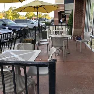 View of the outdoor patio in front of the restaurant.