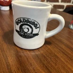 a coffee mug on a table