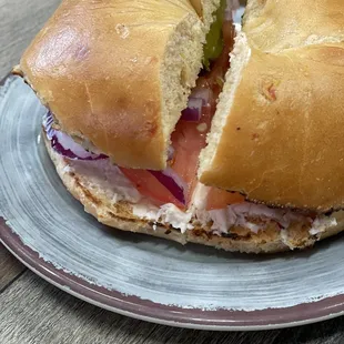 Bagel with lox and cream cheese