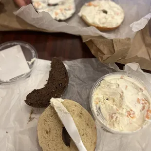 Russia &amp; Everything bagels w/Lox Cream Cheese