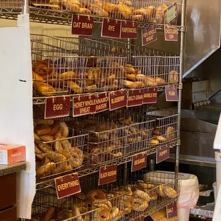 a display of bagels