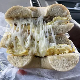 Sausage Egg and Cheese on a Oat Bran bagel