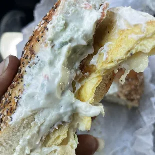 Bacon Egg and Cheese with Jalapeño Shmear