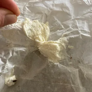 Found a lovely black hair in my cream cheese.