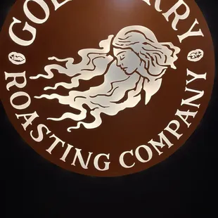 Logo on wall.
