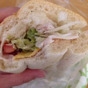 Peel the bag back as you eat the sub.