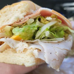 Pentagon Club (ham and turkey) with no onion or tomato