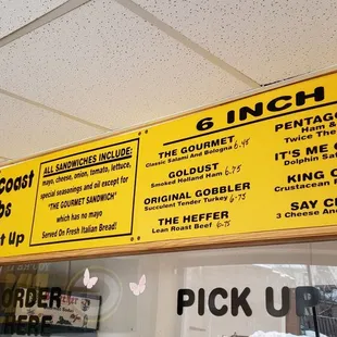 a menu for a fast food restaurant