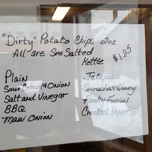 a menu in a window