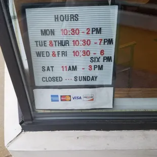 Hours are different for each location!