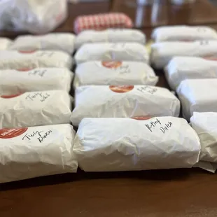 packages of food on a table