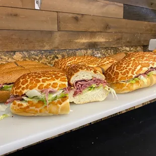 a row of sandwiches