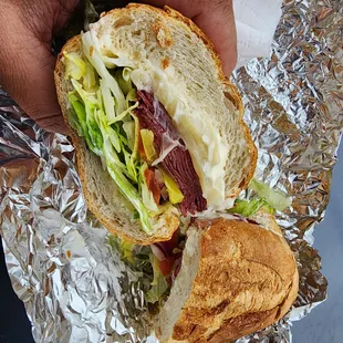 Hot Pastrami and Swiss  Pastrami Sandwich