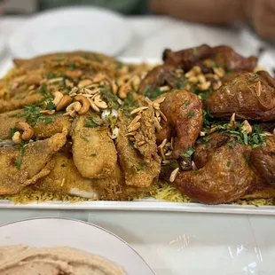 a platter of food on a table