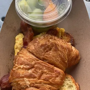 Breakfast croissant sandwich