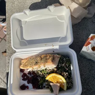 Ancient grains bowl with salmon