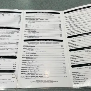 the menu of the restaurant