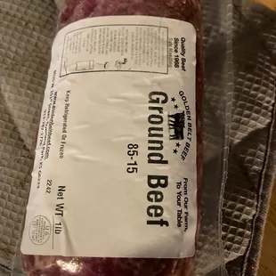 ground beef wrapped in plastic