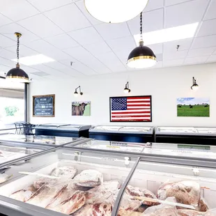 a large display of meat