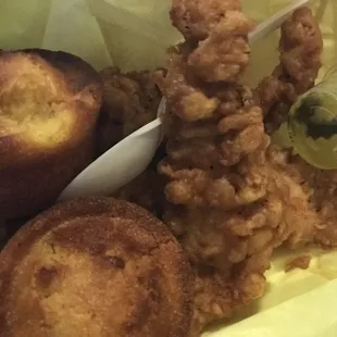 3pcs chicken strips with an extra cornbread