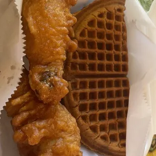 Chicken and cinnamon waffles