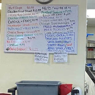 Menu posted on the wall