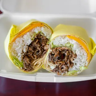 the inside of a burrito