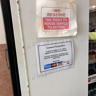 Hidden sign for 3% charge.