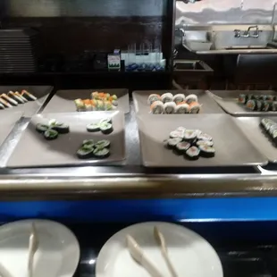 interior, sushi and sashimi