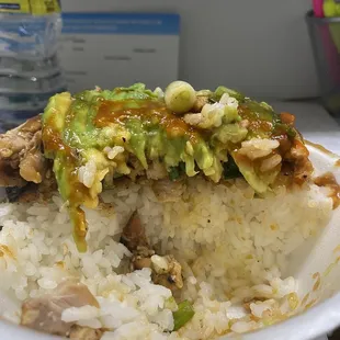 Chicken Teriyaki Bowl  The portioning is terrible. The bowl is filled with rice and only a small portion of chicken.
