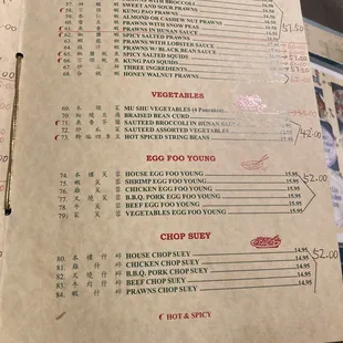 menu