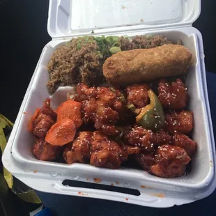 I'd gotten a #24 which is a sesame chicken with shrimp fried rice. Their portions are huge!