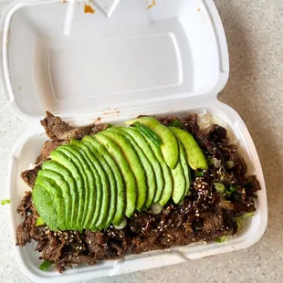 Large beef teriyaki with avocado