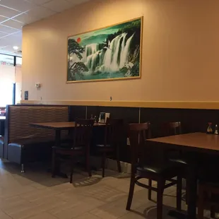 tables and chairs in a restaurant