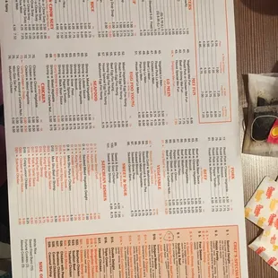 a menu for a chinese restaurant