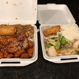 General Chicken and steamed chicken and veggies, yum!