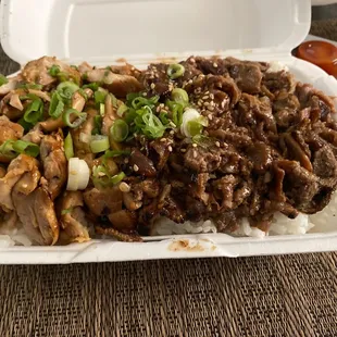 Chicken beef teriyaki bowl