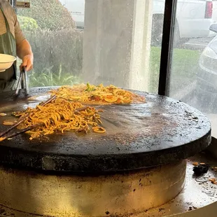 a man preparing food