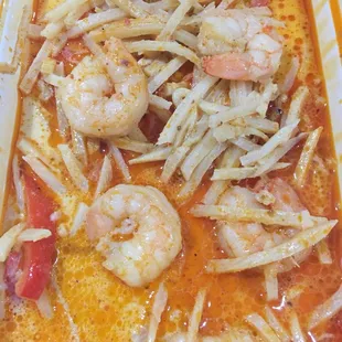 Gang gai add shrimp, medium. Comes with white rice.