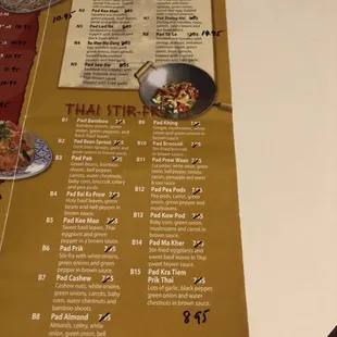 the menu