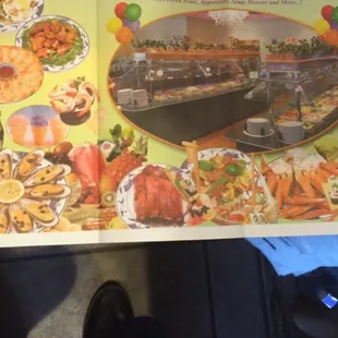 the menu for the golden buffet