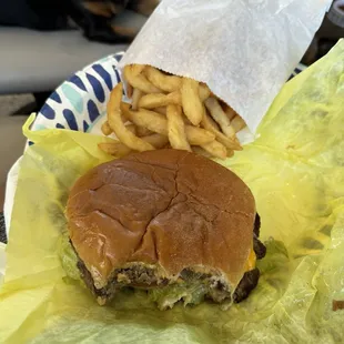 Cheeseburger and fries