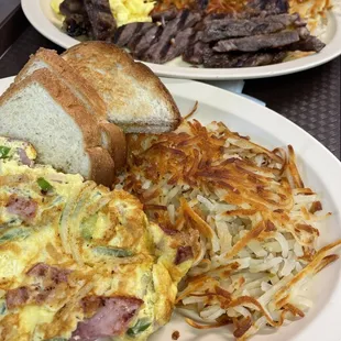 Denver omelette &amp; Steak and eggs