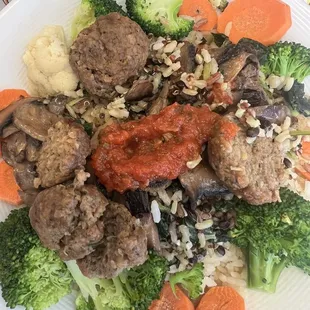 Burro bowl w meatless meatballs