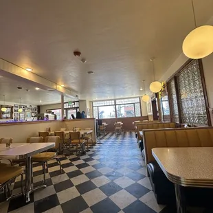 the interior of a diner