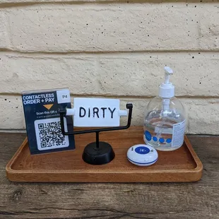 We flipped "Clean" to "Dirty" for the table before we left :)
