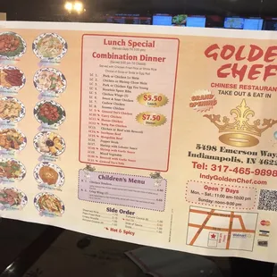 a menu for a chinese restaurant